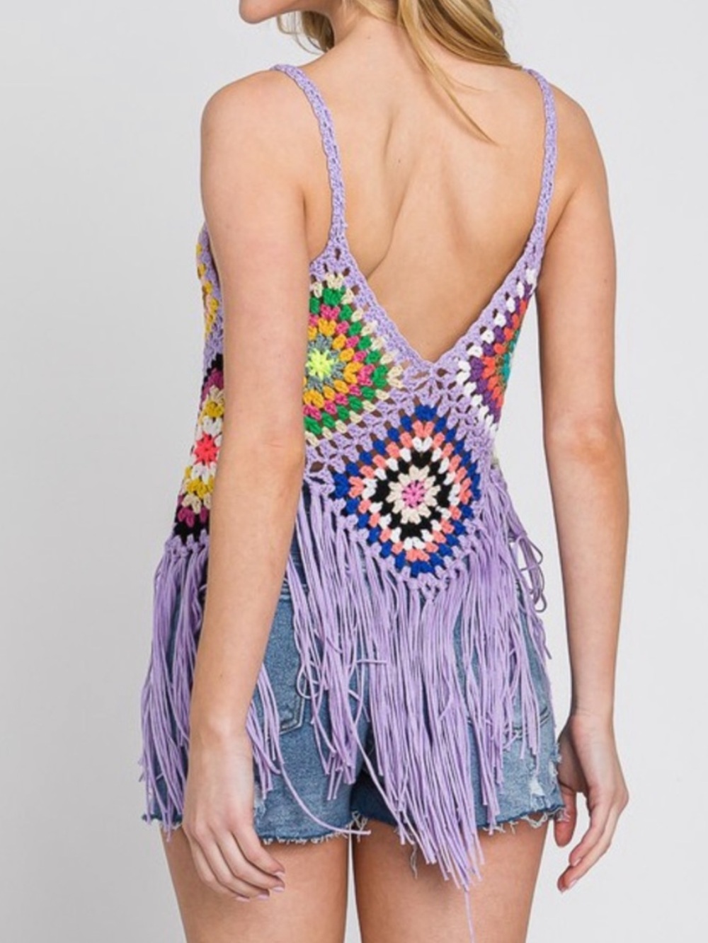 Sewn + Seen Lilac Fringe Crochet Cover Top - Picture 2 of 2